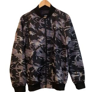 Ecko Unlimited Black and Gray Camo Bomber Jacket size S